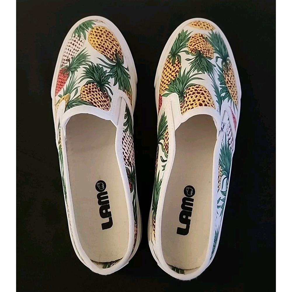 Lam Canvas Slip‎ Ons. Memory Foam Insole - Pineapple - Size 7.5 US